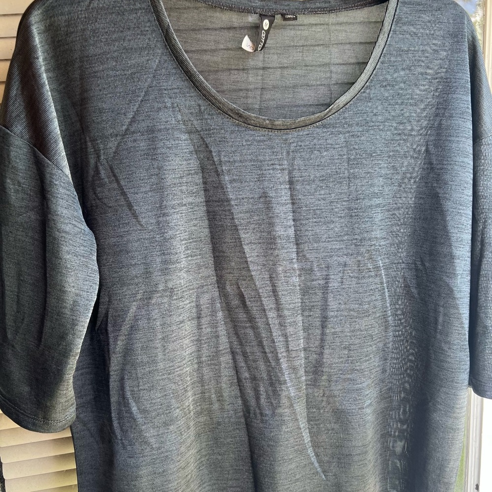 Gray Sheer Short Sleeve Top